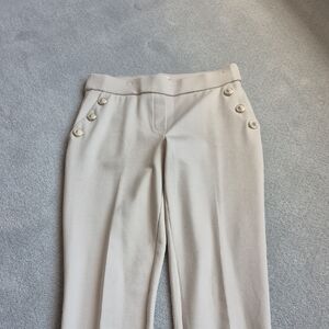Jules & Leopold Cream Button-Accent Trousers